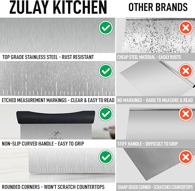 Zulay Premium Multi-purpose Stainless Steel Bench Scraper & Chopper, Quick & - Image 7