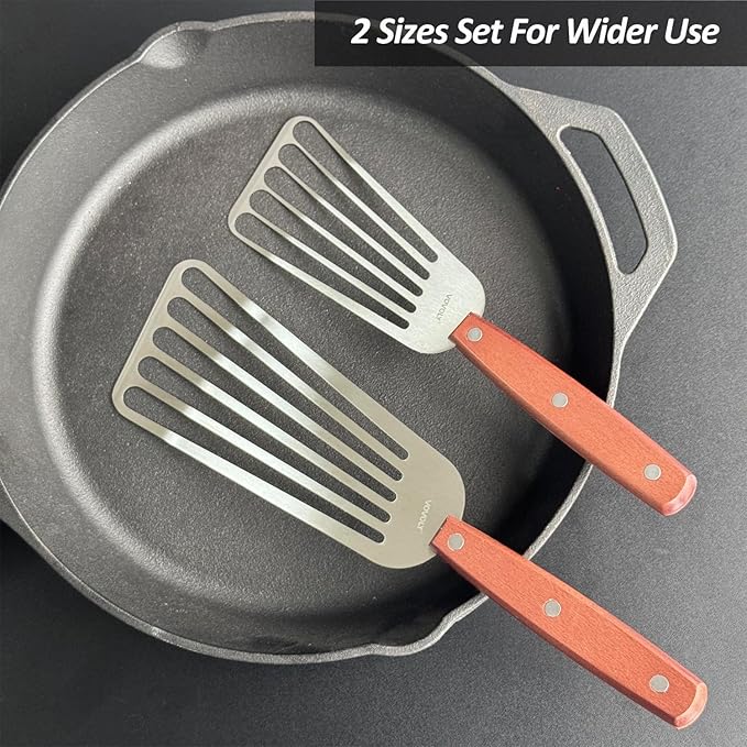 2 Pack Fish Spatula Turner, Stainless Steel Slotted Spatulas - Image 2