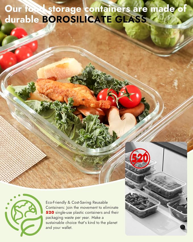 12-Pack Glass Containers with Tempered Lids – Borosilicate, Dishwasher Safe - Image 7