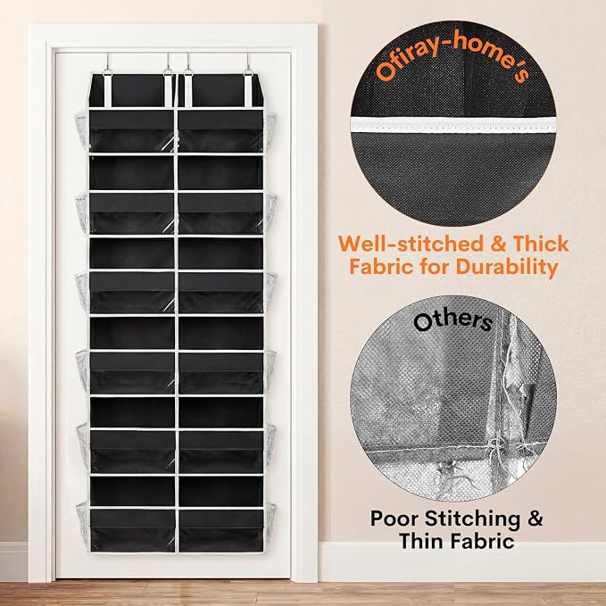 Over The Door Organizer 6 Tiers, Extra Large Behind Door Storage of 12 - Image 7