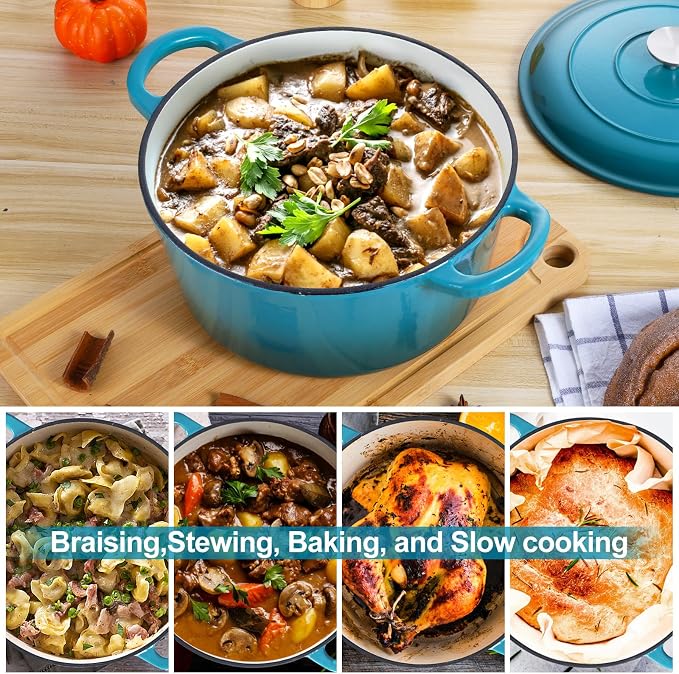 E-far 6 Quart Dutch Oven, Enameled Cast Iron Dutch Oven Pot - Image 4