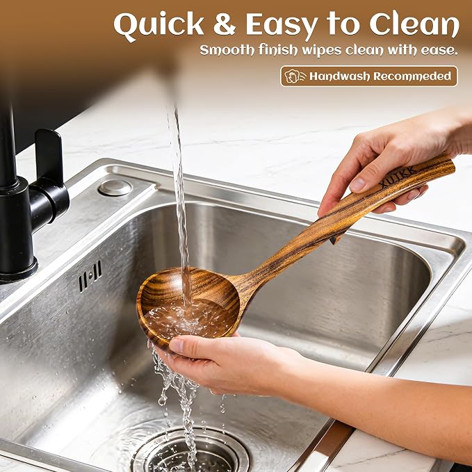 Wooden Ladle for Soup, Wooden Soup Ladle for Cooking, Serving and Stirring | - Image 6