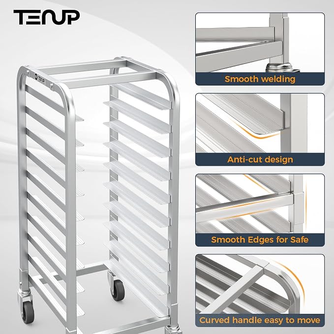 TenUp 10-Tier Half Size Sheet Pan Rack, Heavy-Duty Aluminum Bakery Rack - Image 5