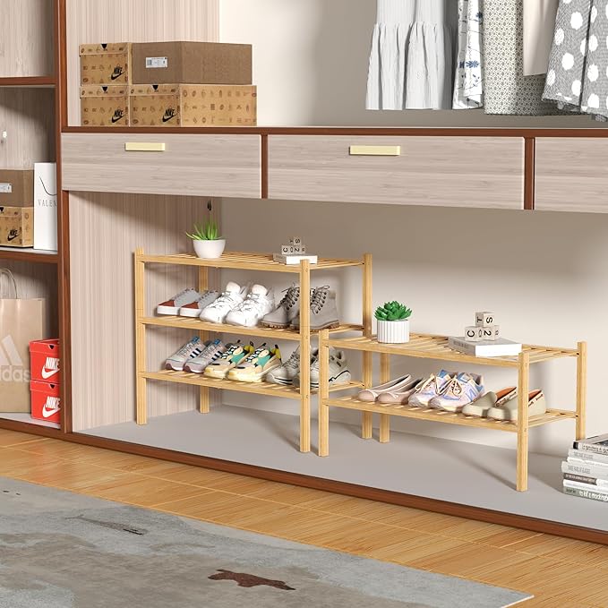 ROMGUAR CRAFT 2 Tier Bamboo Shoe Rack - Image 4