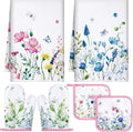 Leinuosen 6 Wild Flower Kitchen Towels Kitchen Decor and Accessories Set Floral by Leinuosen