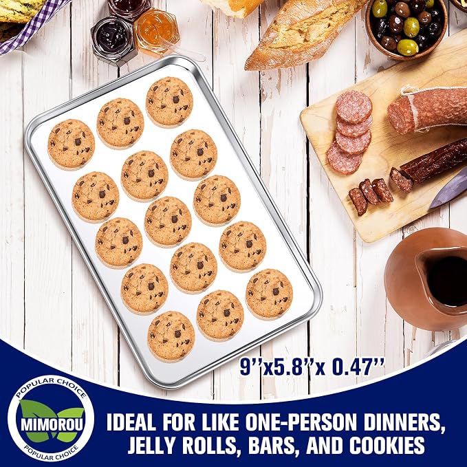 Mimorou 12 Pcs Baking Sheet Stainless Steel Cookie Small Metal Sheet Pans - Image 4