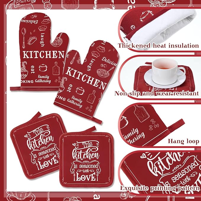 Bencailor 12 Pcs Farmhouse Kitchen Decor and Accessories Sets 4 Red Kitchen - Image 5