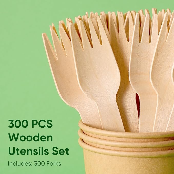 Disposable Wooden Utensils Set, Compostable Utensils, Disposable Cutlery - Image 4