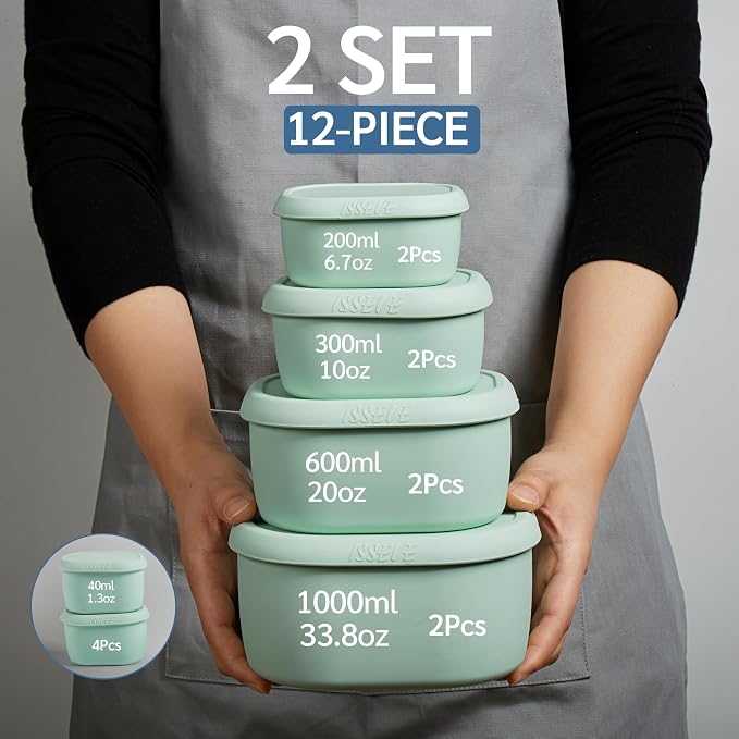 ISSEVE 12Pcs/Set Nesting Silicone Food Storage Containers - Image 2