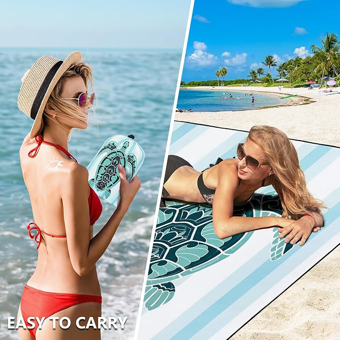 HIHOHO Beach Blanket Waterproof Sandproof Extra Large Beach Mat 79" X - Image 4