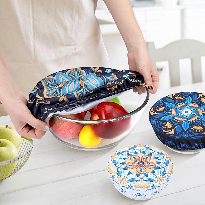 5 Pieces Bowl Covers Reusable, 5 Size Elastic Cloth Bowl Covers - Image 3
