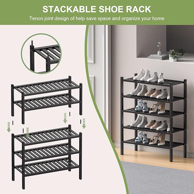 ROMGUAR CRAFT 3 Tier Bamboo Shoe Rack - Image 5