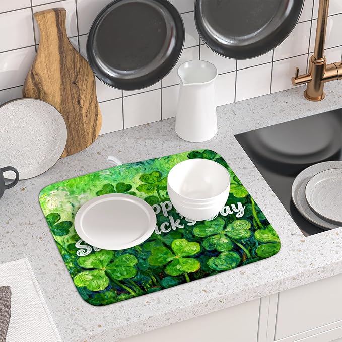 St Patricks Day Lucky Clover Dish Drying Mat - Image 6