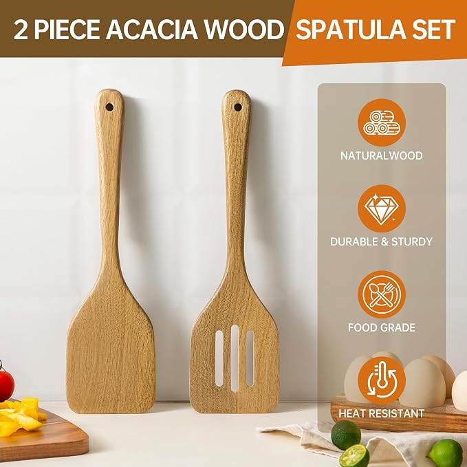 2 Pcs Wooden Cooking Utensils Set ，Wooden Spoons - Image 3