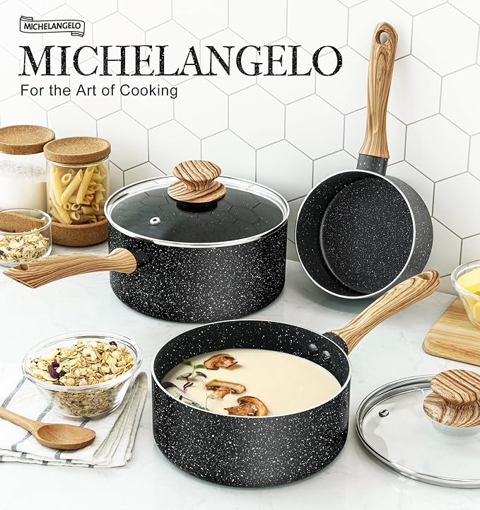 MICHELANGELO Saucepan Set, Nonstick Sauce Pans - Image 6