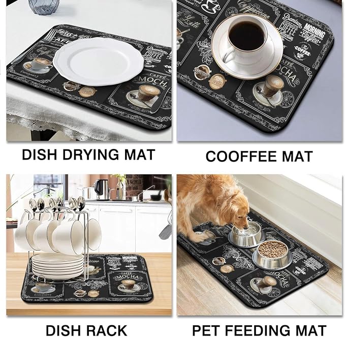 Coffee Bar Mat Accessories for Countertop Super Absorbent Anti-Slip Silicone - Image 4