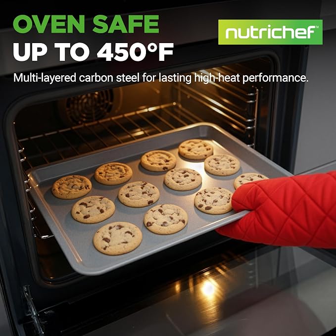 NutriChef 2-Piece Large & Medium Cookie Sheets - Image 2