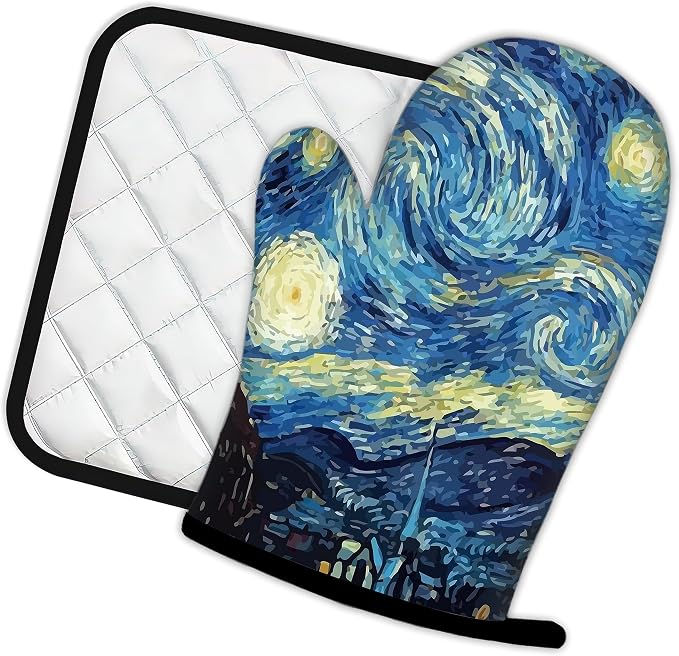 The Starry Night Oven Mitts and Pot Holders Kitchen Cooking Gloves 2 Pcs Set - Image 2