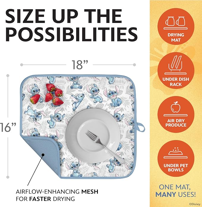 Disney Dish Drying Mats for Kitchen Counter – 16" x 18" Absorbent Kitchen - Image 3