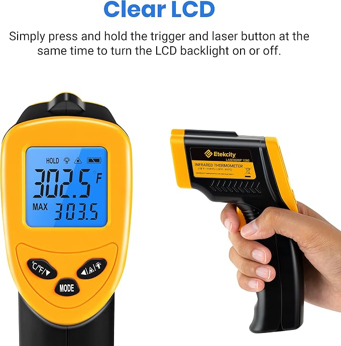 Etekcity Infrared Thermometer Laser Temperature Gun 1080, -58°F~ 1130°F - Image 11