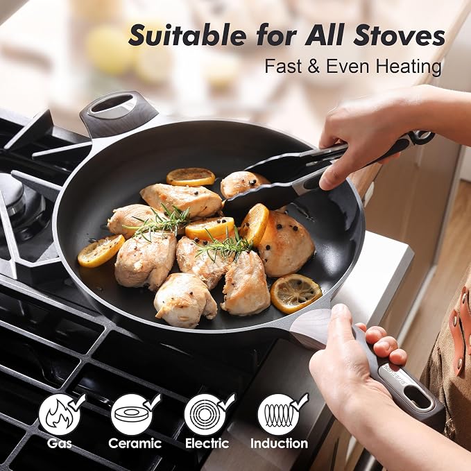 SENSARTE Nonstick Frying Pan Skillet 12.5Inch Large Non Stick Omelette Pans - Image 5