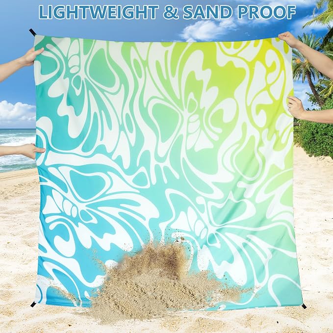 WIWIGO Beach Blanket Waterproof Sandproof Beach Mat 79" X 83"/10'x9'for 2-8 - Image 4
