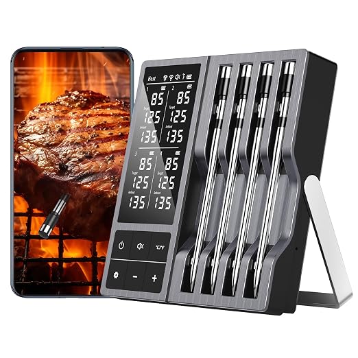 Wireless Meat Thermometer with Smart Timer & APP Alerts, 800ft Bluetooth Grill by TEMMIO