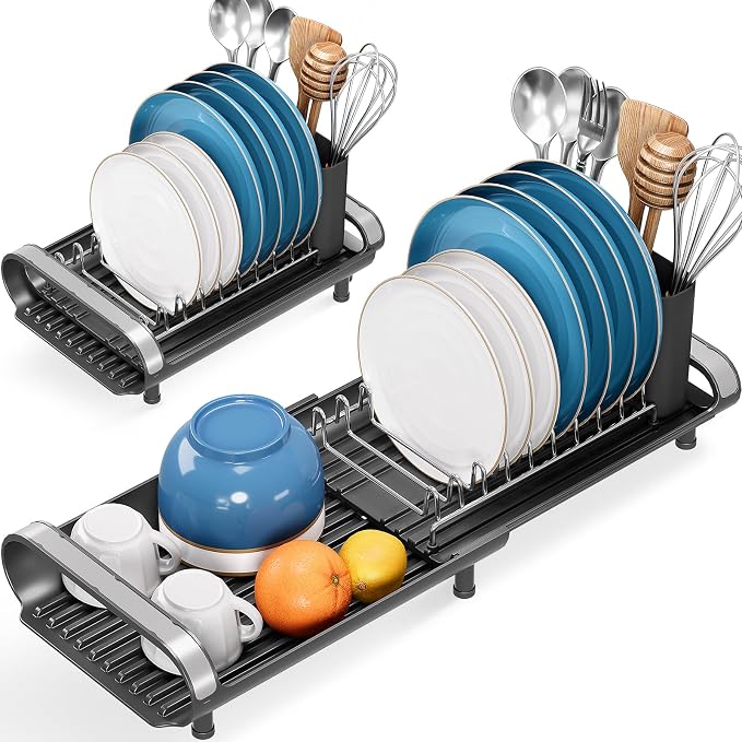 Small Dish Drying Rack, Mini Expandable Compact Dish Rack, Slim Extendable by TOOLF
