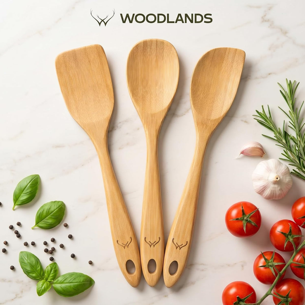 Prime Bamboo Wooden Spoons for Cooking Set of 3 Pcs – Wooden Cooking