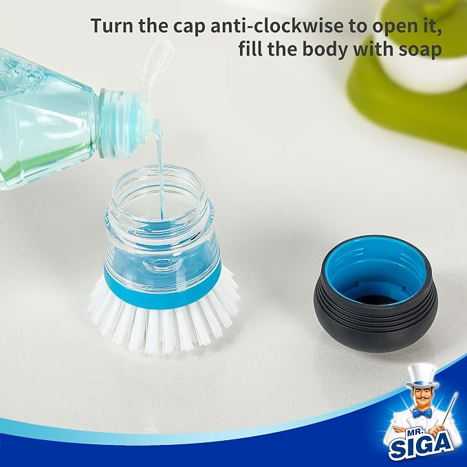 MR.SIGA Soap Dispensing Palm Brush, Kitchen Brush - Image 4