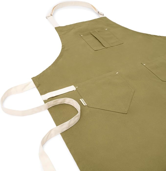 Cotton Canvas Apron for Women & Men – Adjustable Neck Strap & Waist Ties - Image 7