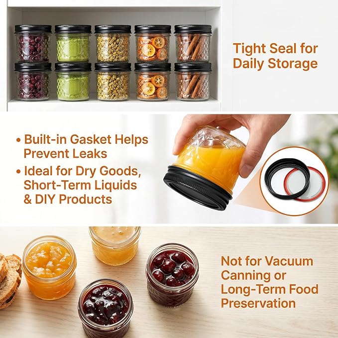 4oz Clear Glass Mini Mason Jars, 40 Pack Small Clear Canning Jars - Image 4