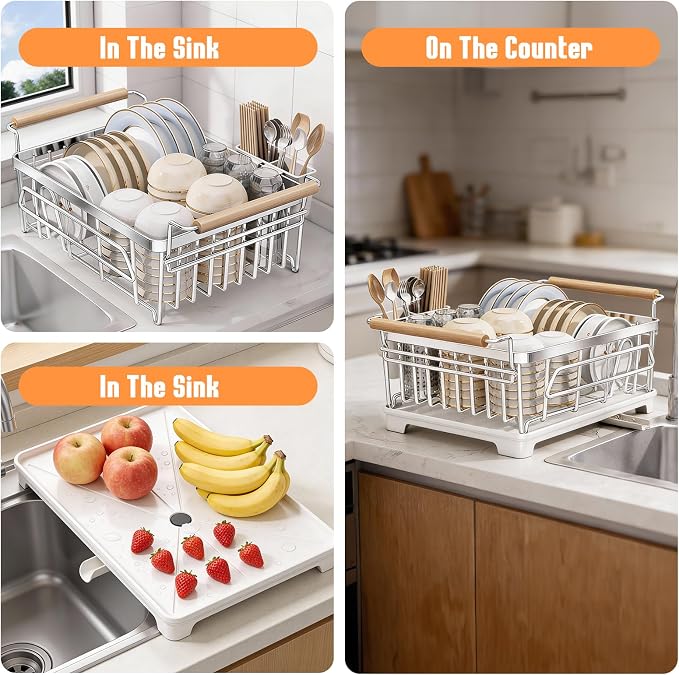 Dish Drying Rack for Kitchen Counter, Stainless Steel Dish Rack - Image 7