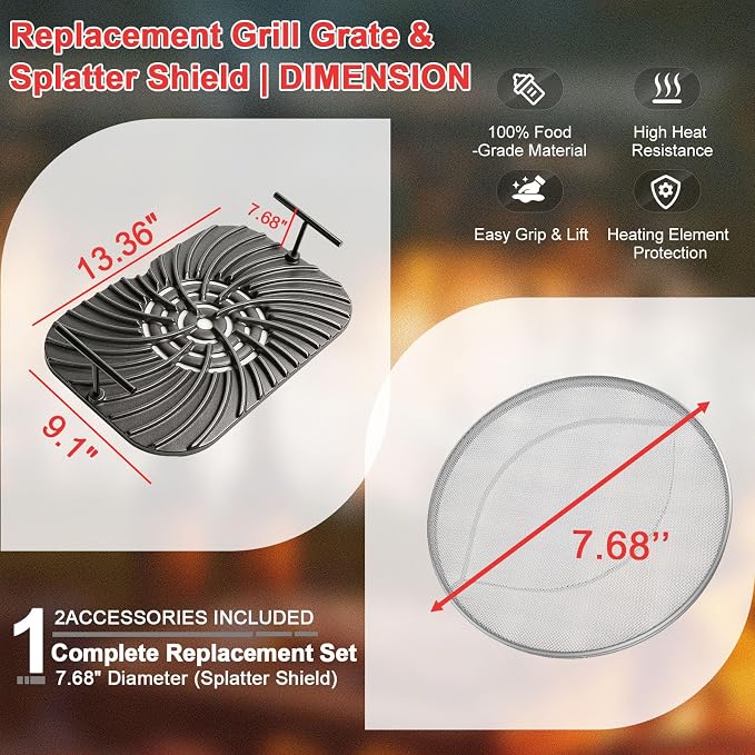 Grill Grate & Splatter Shield for Ninja Foodi FG551 DG551 Grill Accessories - Image 3