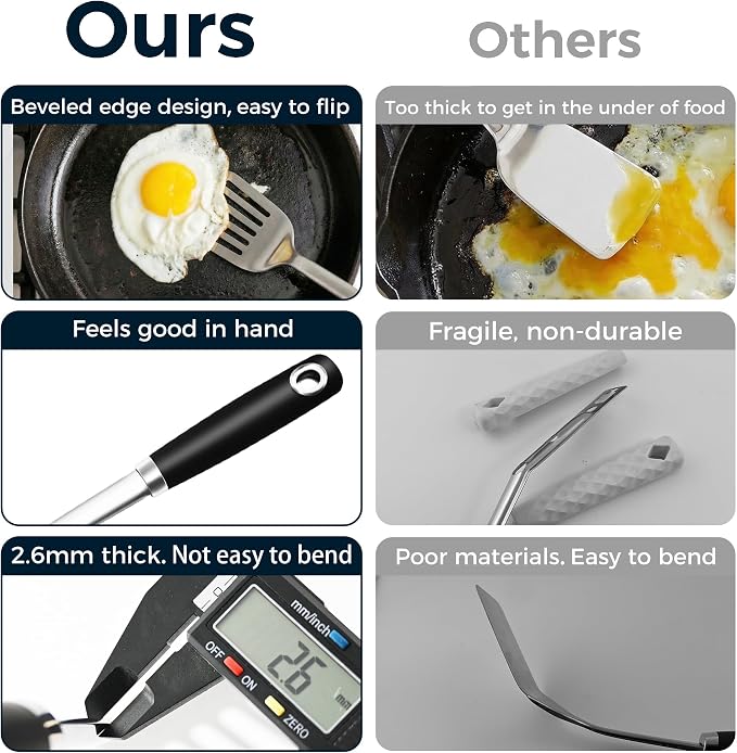 18/0 Stainless Steel Cooking Utensils Set, Heavy Duty Kitchen Utensils - Image 3