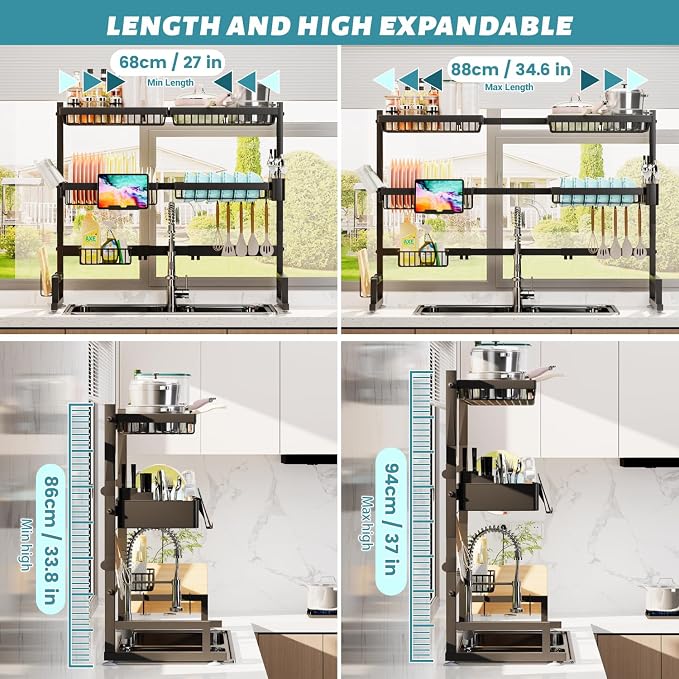 ADBIU Over The Sink Dish Drying Rack Snap-On Design 2 Tier Large Dish Rack) - Image 2