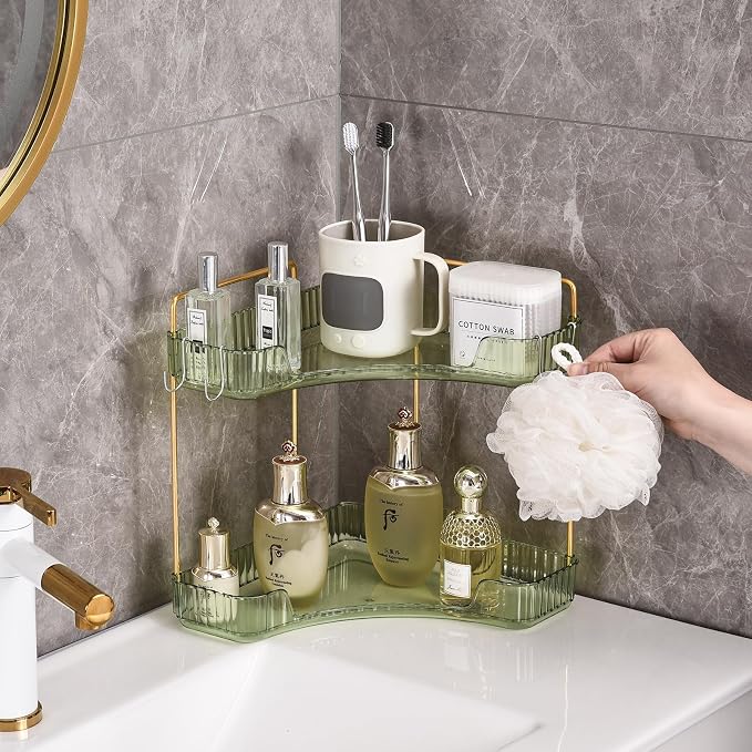 2-Tier Corner Bathroom Organizer Countertop - Image 4
