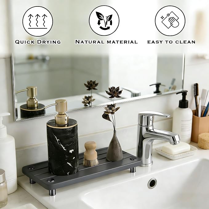 2PCS Instant Dry Sink Caddy for Bathroom Counter, Durable Kitchen Sink Organizer - Image 5