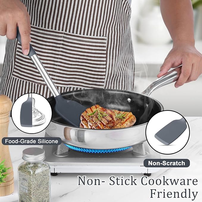 TeamFar Silicone Cooking Utensils Set, Turner/Spoon/Pasta Server - Image 5