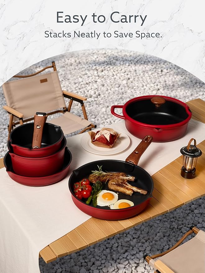CAROTE 20Pcs Titanium Cookware Set, Pots and Pans Set Non Stick, Kitchen - Image 7