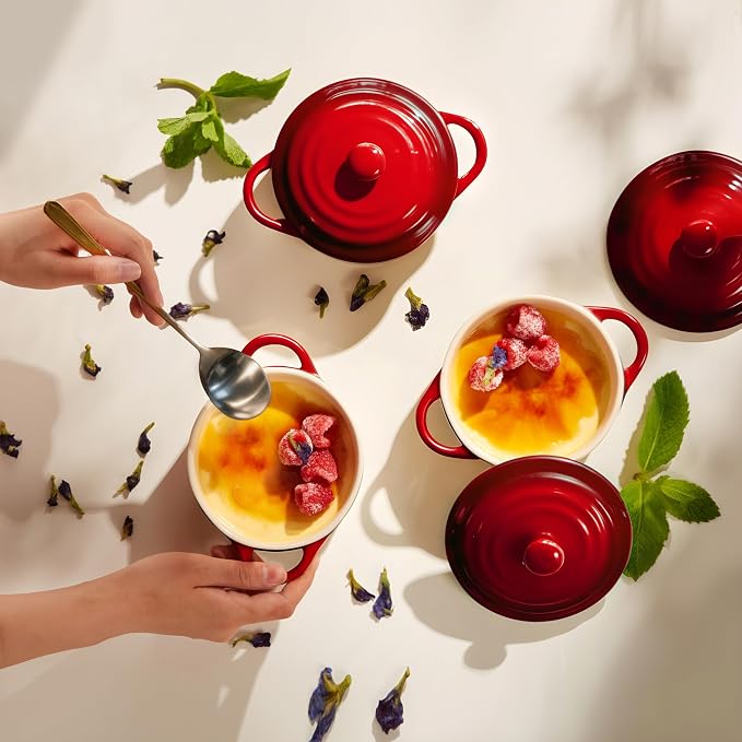 Kook Ceramic Mini Cocotte Set, Small Casserole Dishes - Image 4