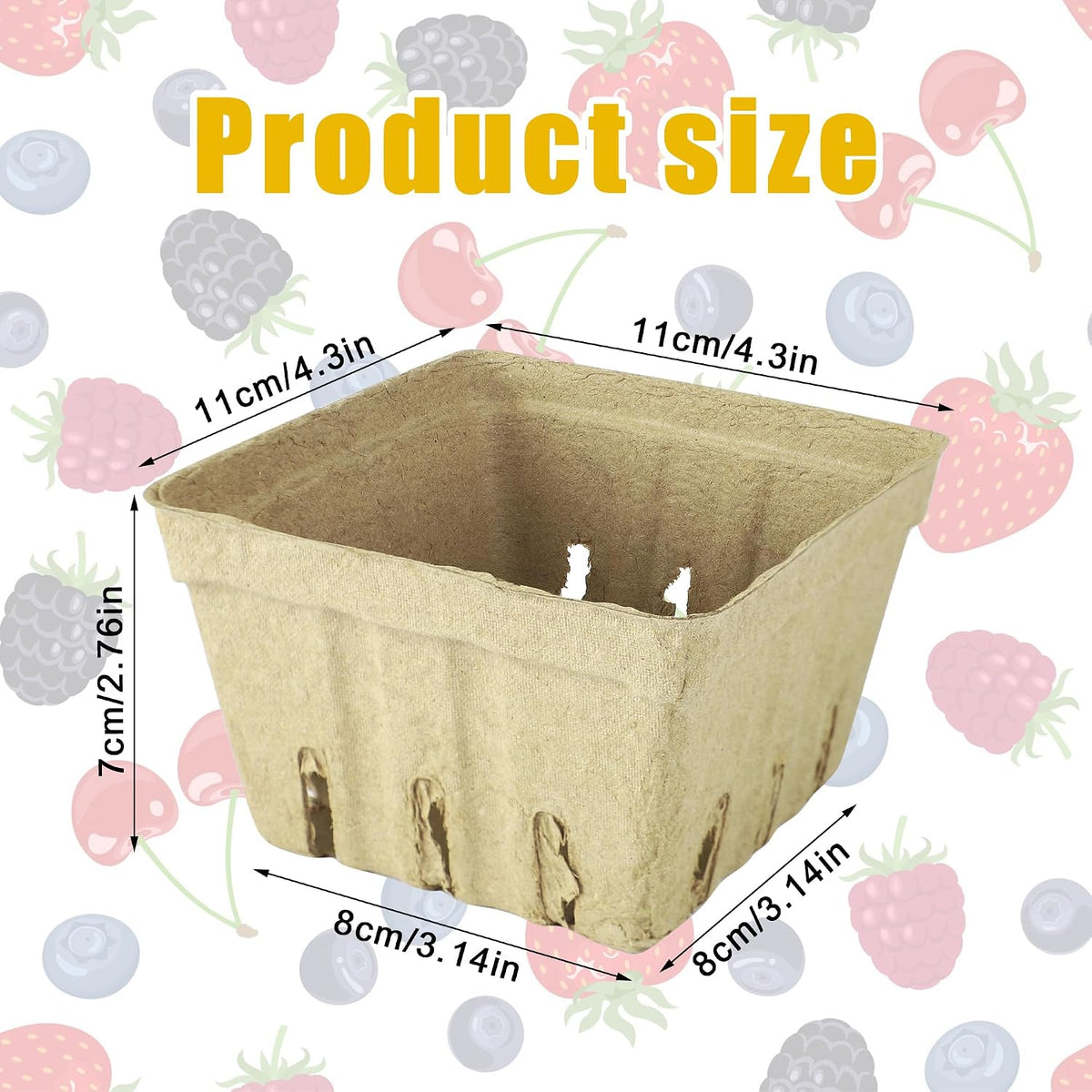 50 Pack Natural Pulp Fiber Berry Basket Small Strawberry Basket Molded