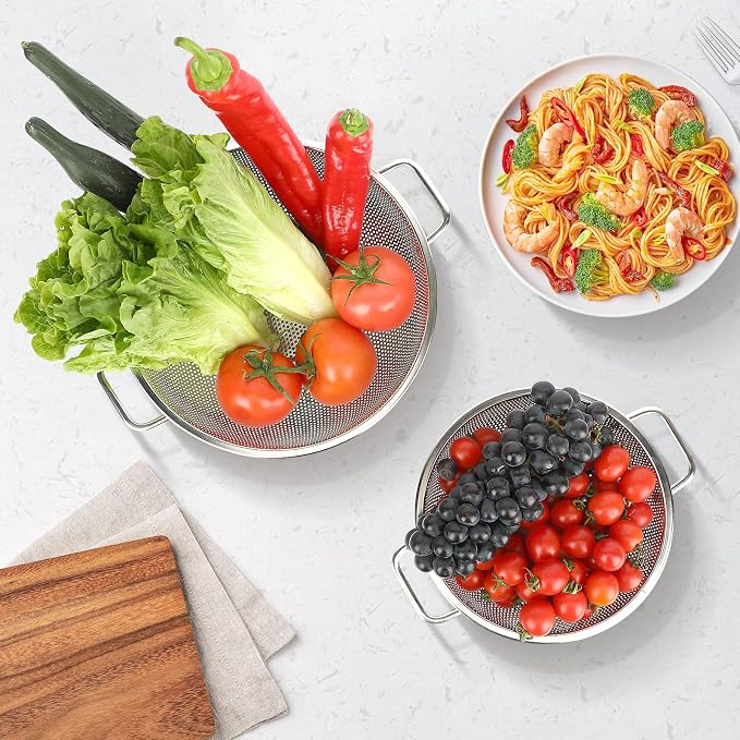 2PCS Colander for Kitchen, 3QT and 5QT, Stainless Steel Colander Strainer - Image 5