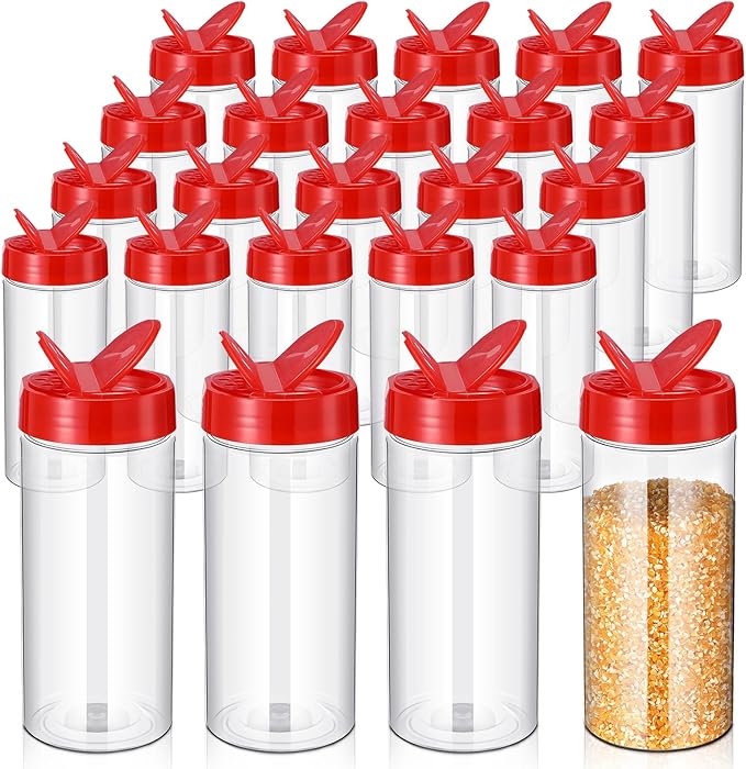 Zhehao 24 Pieces Plastic Spice Containers Plastic Spice Bottles Clear Reusable by Zhehao