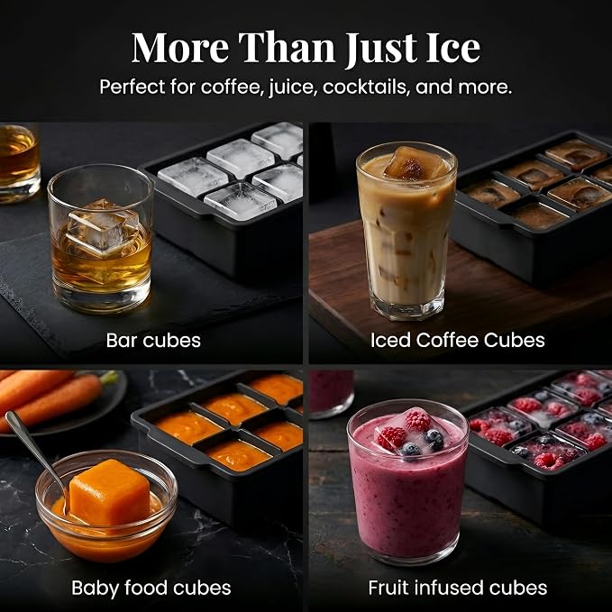 KitchFort Large Silicone Ice Cube Tray, Easy Release 2" Big Ice Cubes - Image 8