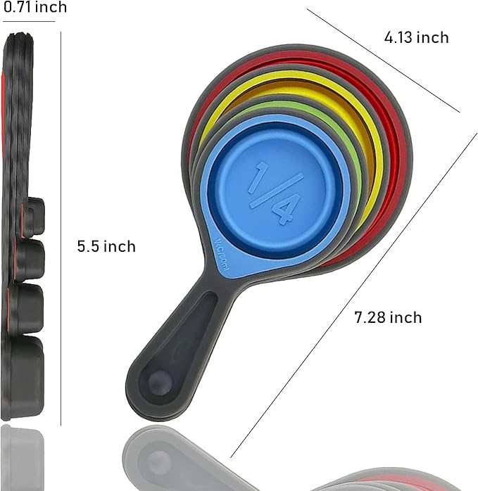 Collapsible Silicone Soft Measuring Cups and Measuring Spoons, 8 pieces - Image 3
