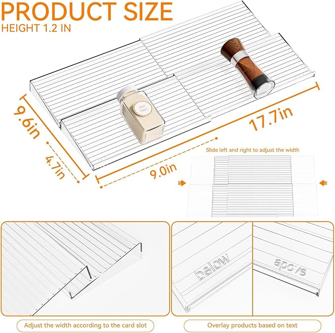 Yieach 4 Pack Adjustable Narrow In Drawer Spice Organizer - Image 2