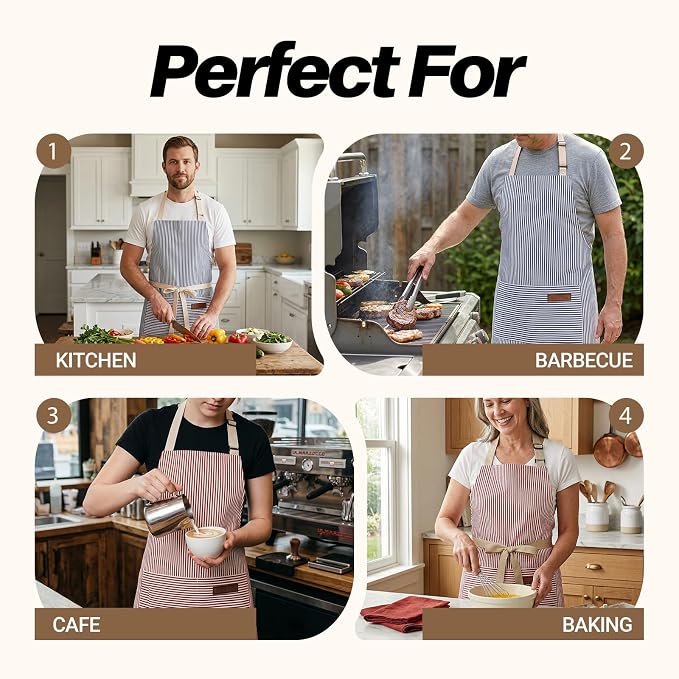 2Pack Adjustable Kitchen Apron for Women Men - Image 7