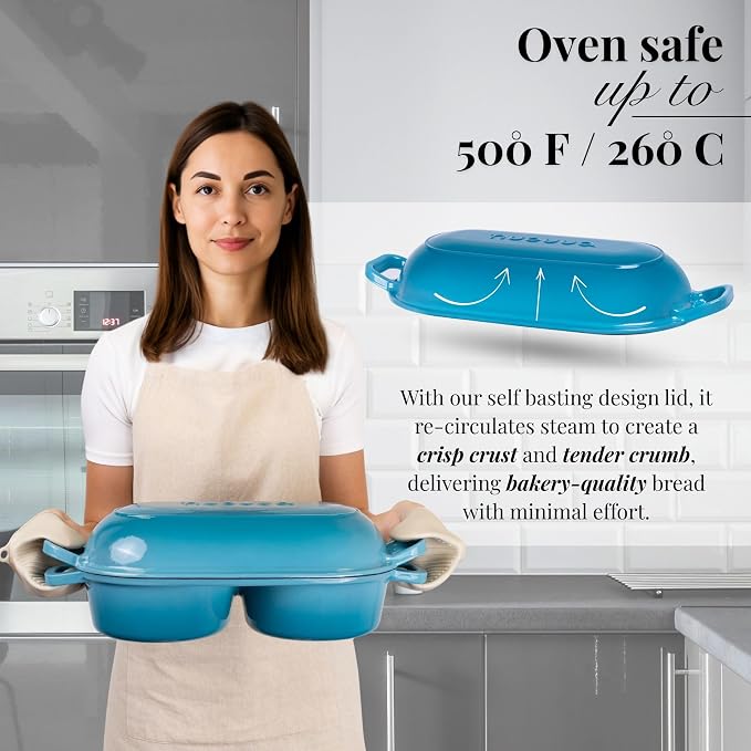 Dutch Oven For Sourdough Bread Baking – Enamelled Cast Iron Bread Loaf Pot – - Image 3