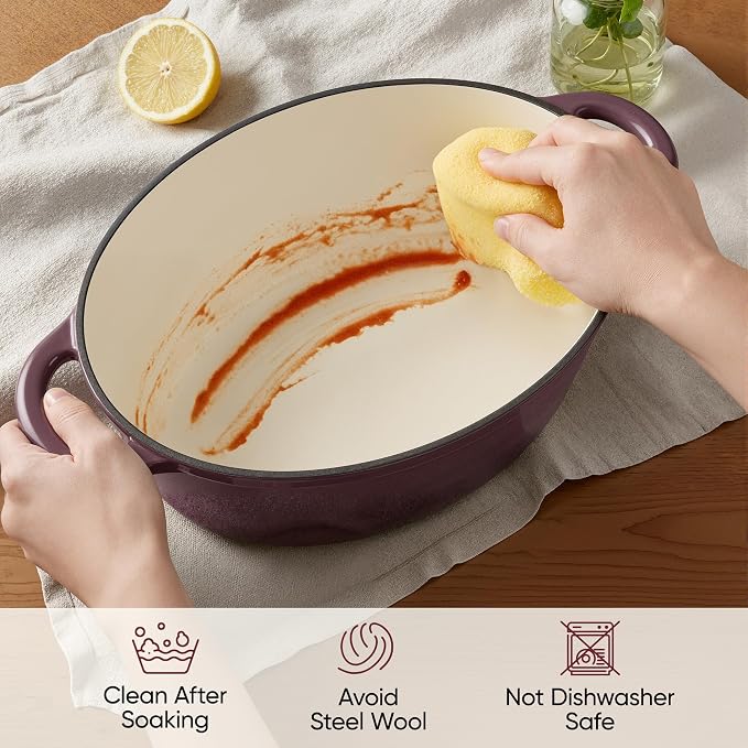 Oval Dutch Oven for Bread Baking, 4.5 Quart Non Stick Enameled Cast Iron Dutch - Image 7